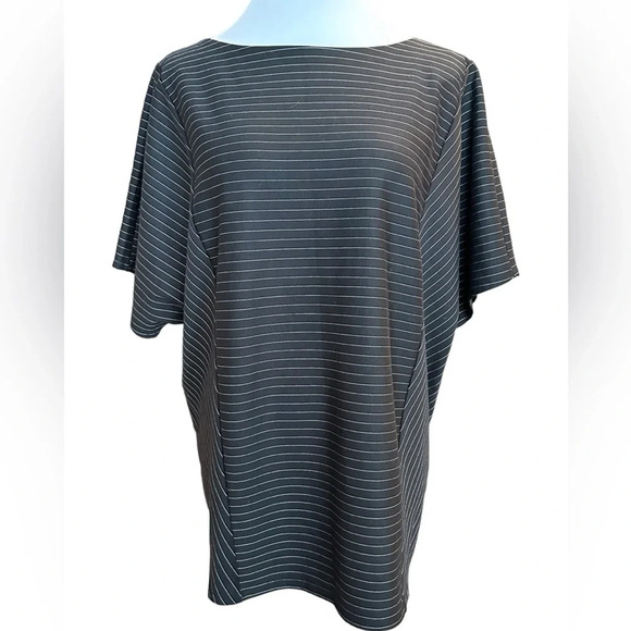 Chico's Tops - Chico’s Black with White Pinstripes Dolman Sleeved Top